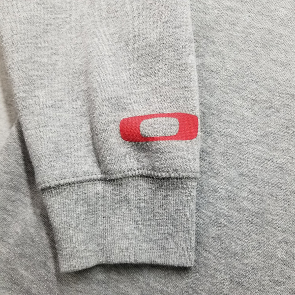 Oakley Hoodie Mens Size L Gray Pullover Hooded Sweatshirt Circle Logo - Picture 8 of 9